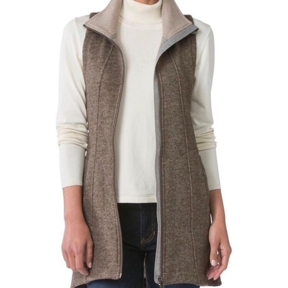 Toad & Co Light Brown Outbound Travel Vest Wool Blend Zip Long Line Size M
